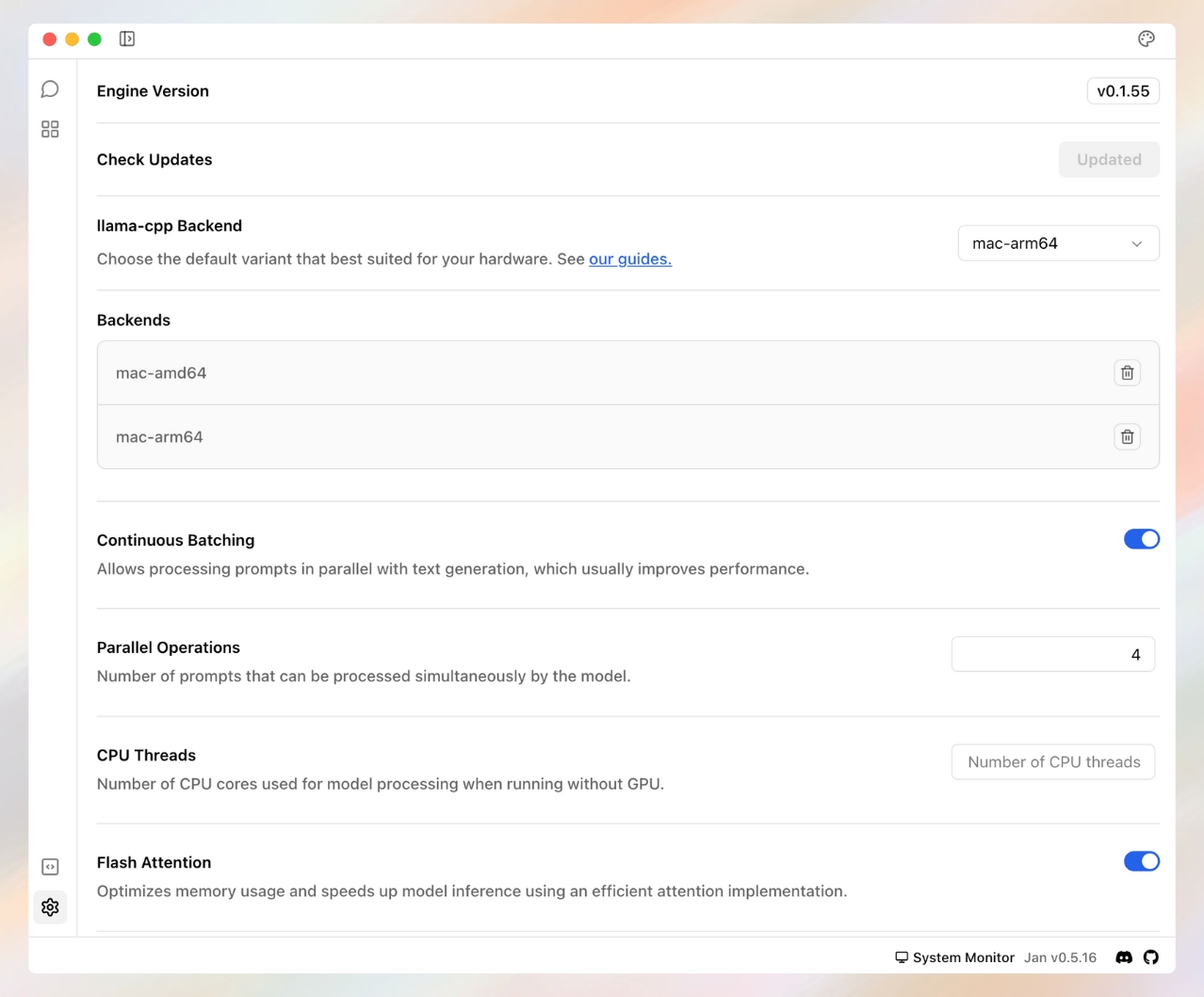 You can now tweak llama.cpp settings, and add any cloud model!